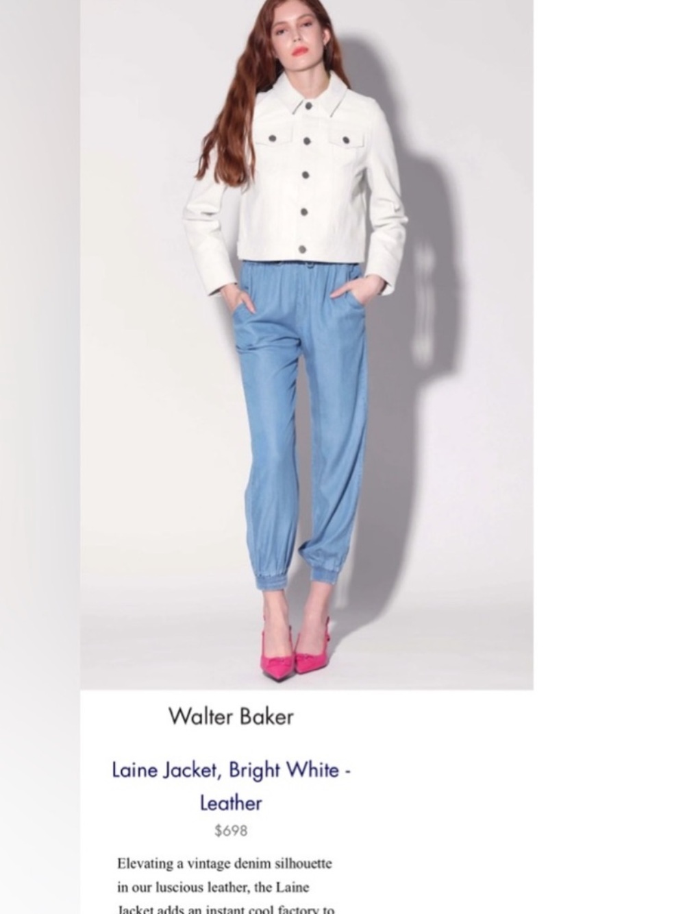Walter Baker white leather jacket